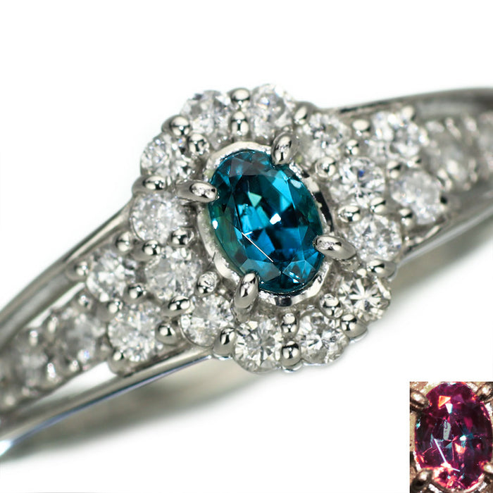 希少 Pt900 アレキサンドライト ダイヤモンド リング 0.20ct D0.29ct