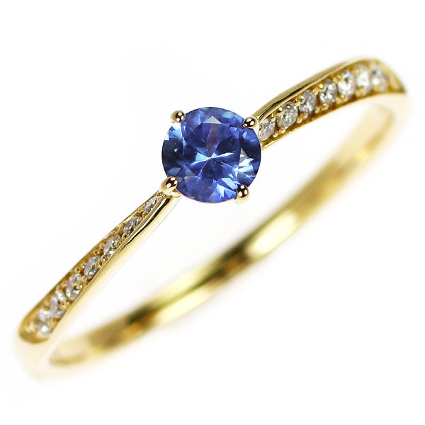 K18YG サファイア ダイヤモンド リング 0.26ct D0.07ct
