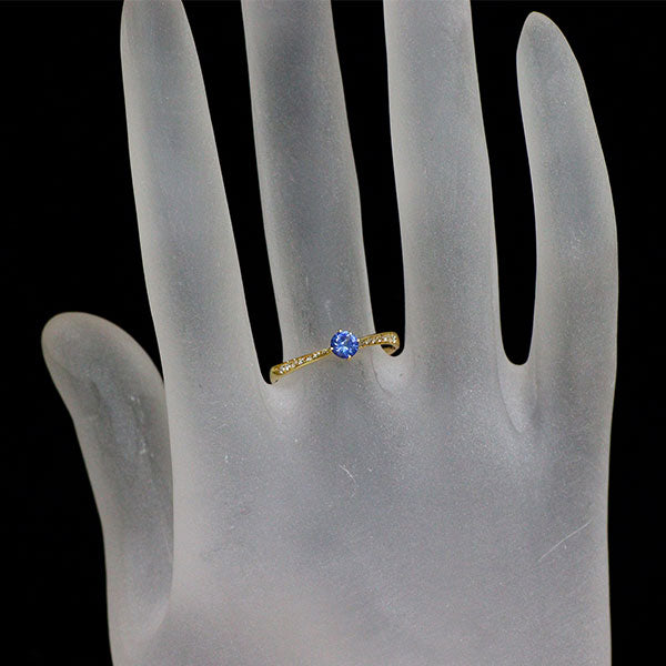 K18YG サファイア ダイヤモンド リング 0.26ct D0.07ct