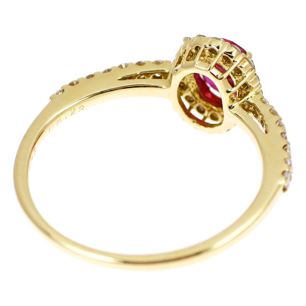 K18YG 通常加熱 ルビー ダイヤモンド リング 0.575ct D0.23ct