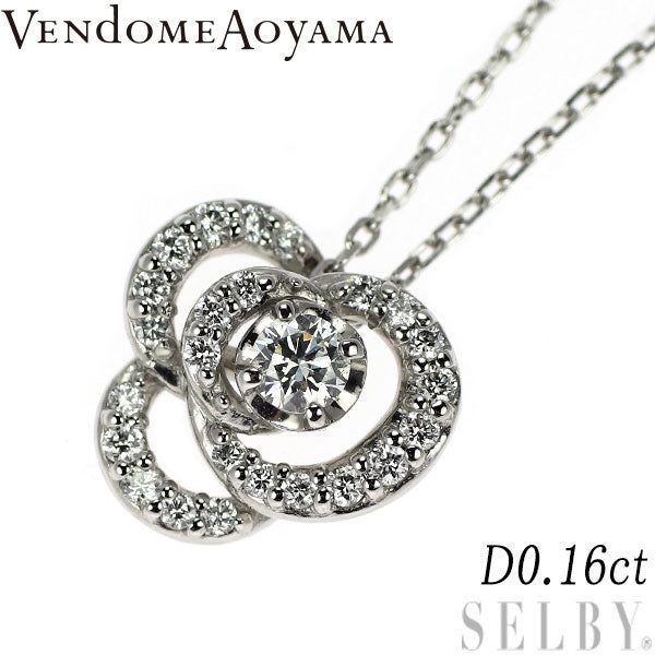 ヴァンドーム青山 Pt850/Pt950 ダイヤモンド ペンダントネックレス 0.16ct フラワー