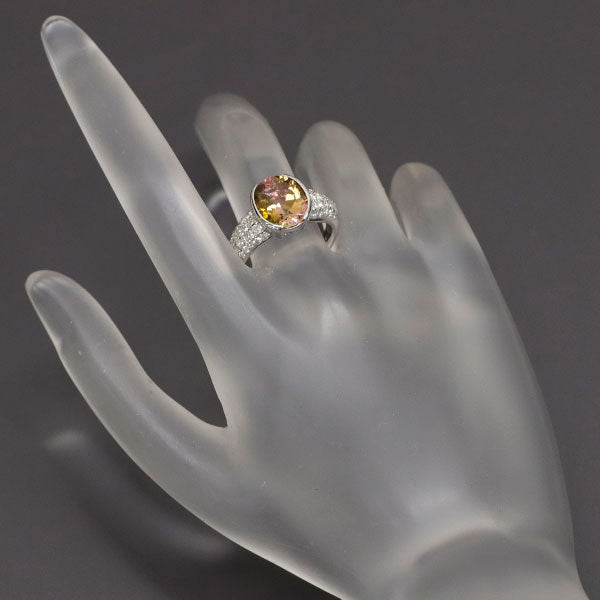 Pt900 パーティーカラードトルマリン ダイヤモンド リング 3.25ct D0.57ct