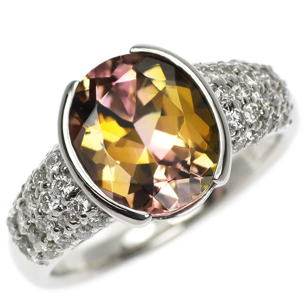 Pt900 パーティーカラードトルマリン ダイヤモンド リング 3.25ct D0.57ct