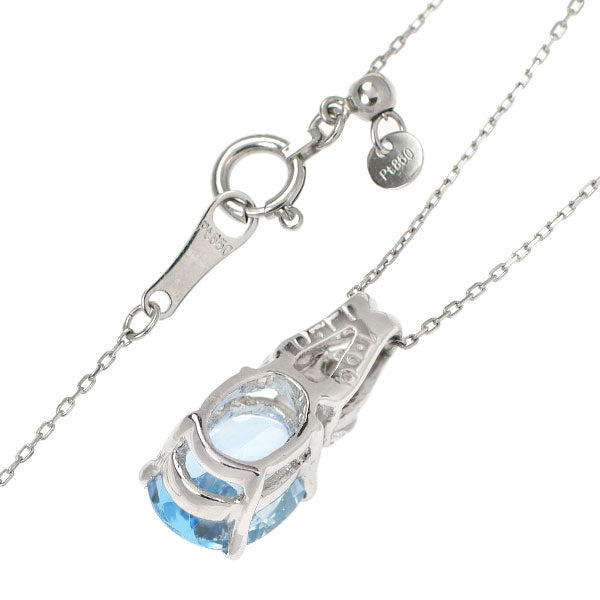 Pt850 アクアマリン ダイヤモンド ペンダントネックレス 1.60ct D0.11ct