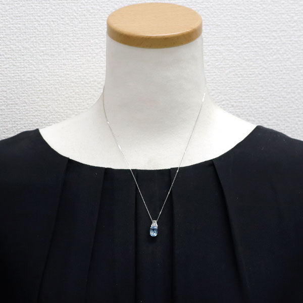 Pt850 アクアマリン ダイヤモンド ペンダントネックレス 1.60ct D0.11ct