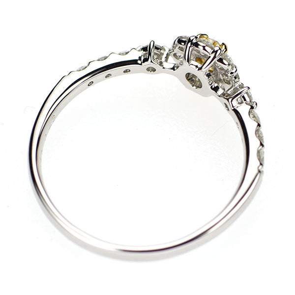 Pt950 天然オレンジイエローダイヤモンド リング 0.148ct FIOY SI2 D0.43ct