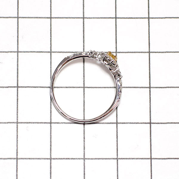Pt950 天然オレンジイエローダイヤモンド リング 0.148ct FIOY SI2 D0.43ct