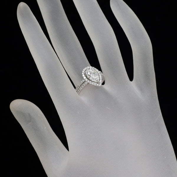 Pt900 ペアシェイプ ダイヤモンド リング 1.587ct D SI1 D0.40ct
