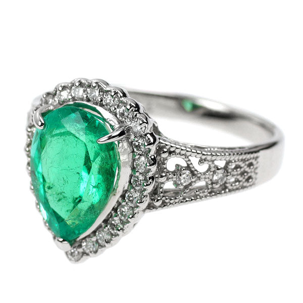 Pt900 エメラルド ダイヤモンド リング 2.65ct D0.27ct
