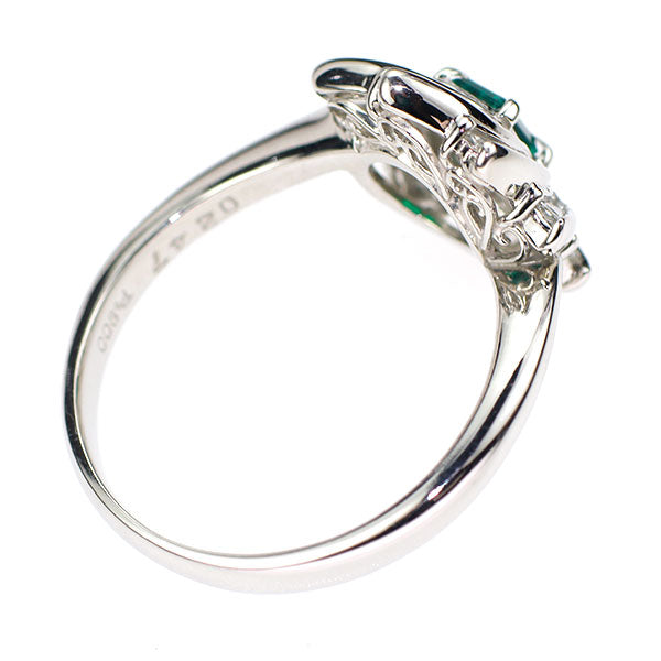 Pt900 エメラルド ダイヤモンド リング 0.247ct D0.45ct