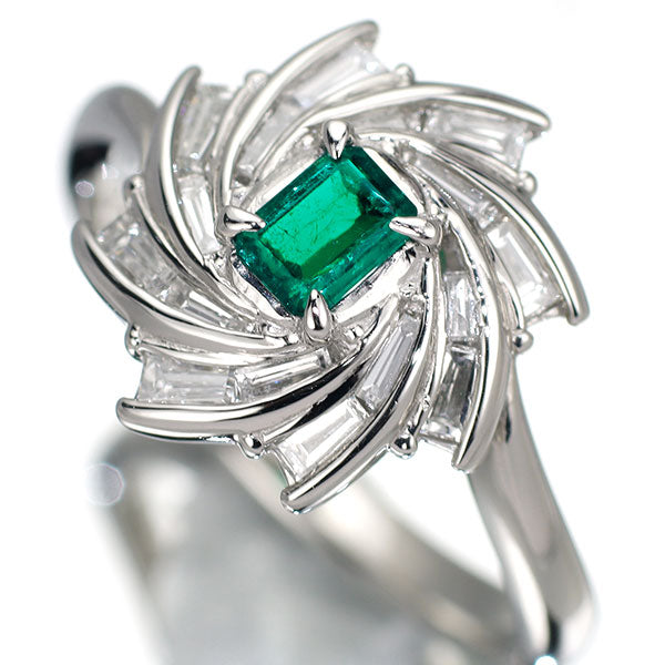 Pt900 エメラルド ダイヤモンド リング 0.247ct D0.45ct