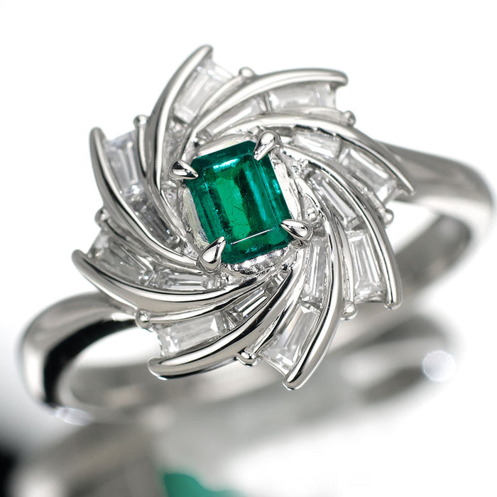 Pt900 エメラルド ダイヤモンド リング 0.247ct D0.45ct