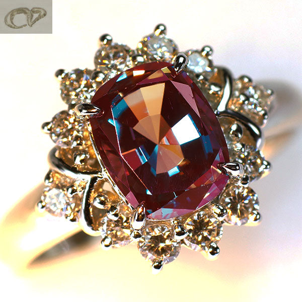 クレサンベール Pt950 再結晶アレキサンドライト ダイヤモンド リング 2.31ct D0.54ct