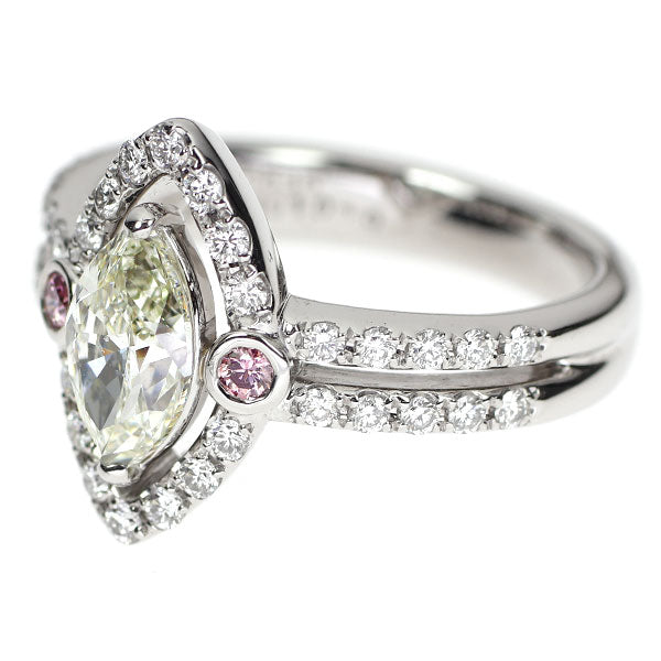 ポーラ Pt900 マーキス ダイヤモンド 天然ピンクダイヤ リング 1.019ct L SI1 PD0.065ct D0.26ct
