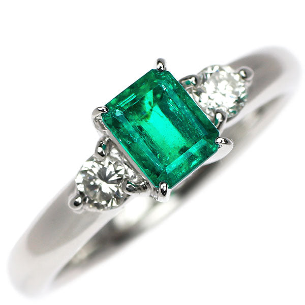 Pt900 エメラルド ダイヤモンド リング 0.49ct D0.18ct