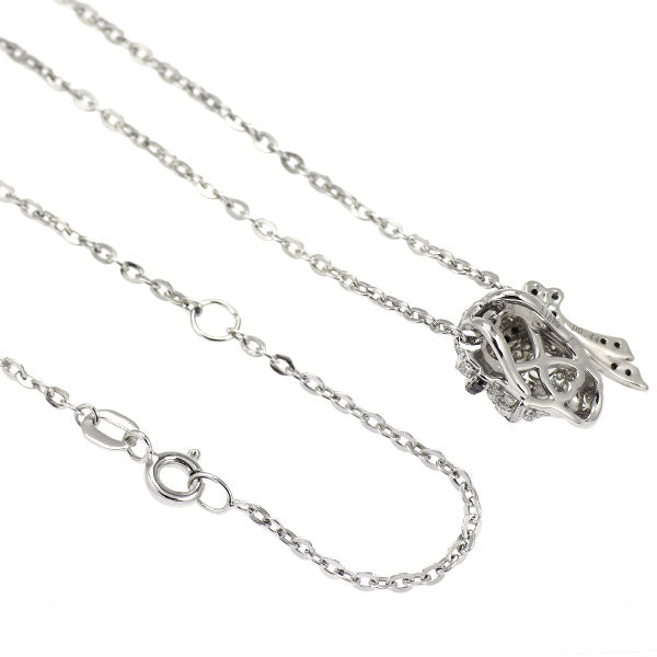 K18WG ブラック/カラーレス ダイヤモンド ペンダントネックレス 0.44ct スカル