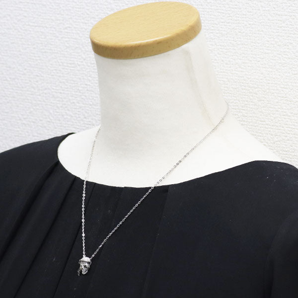 K18WG ブラック/カラーレス ダイヤモンド ペンダントネックレス 0.44ct スカル