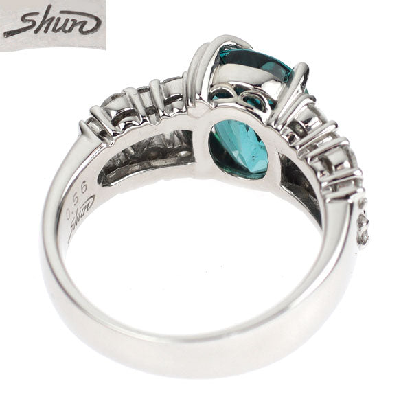 田村俊一 Pt900 グリーン トルマリン ダイヤモンド リング 2.78ct D0.56ct