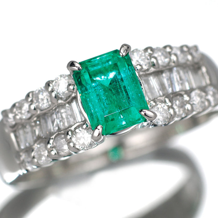 Pt900 エメラルド ダイヤモンド リング 0.78ct D0.50ct
