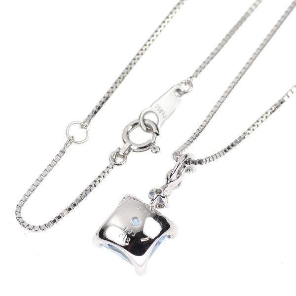 Pt900/ Pt850 アクアマリン ダイヤモンド ペンダントネックレス 1.29ct D0.12ct