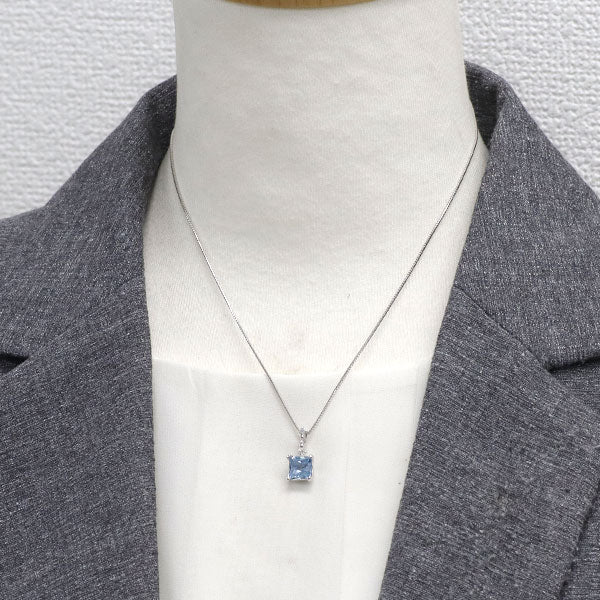 Pt900/ Pt850 アクアマリン ダイヤモンド ペンダントネックレス 1.29ct D0.12ct