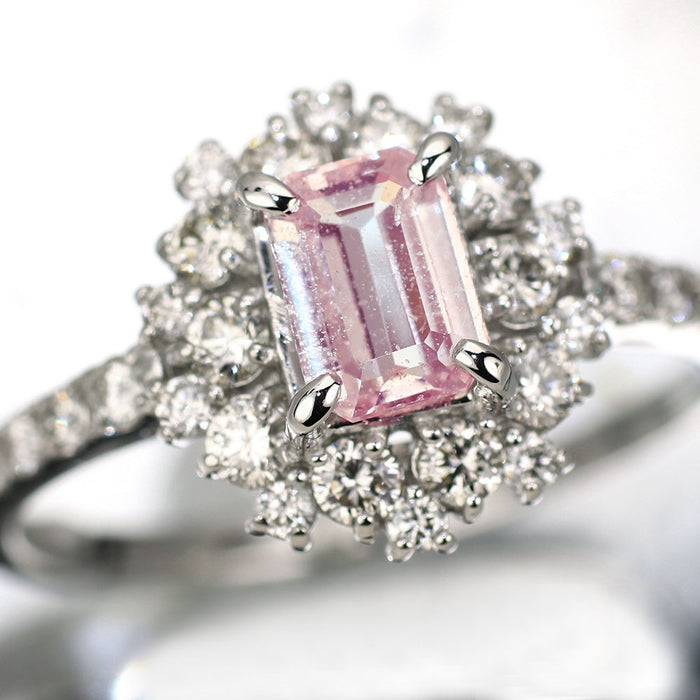 Pt950 パパラチャサファイア ダイヤモンド リング 0.67ct D0.55ct