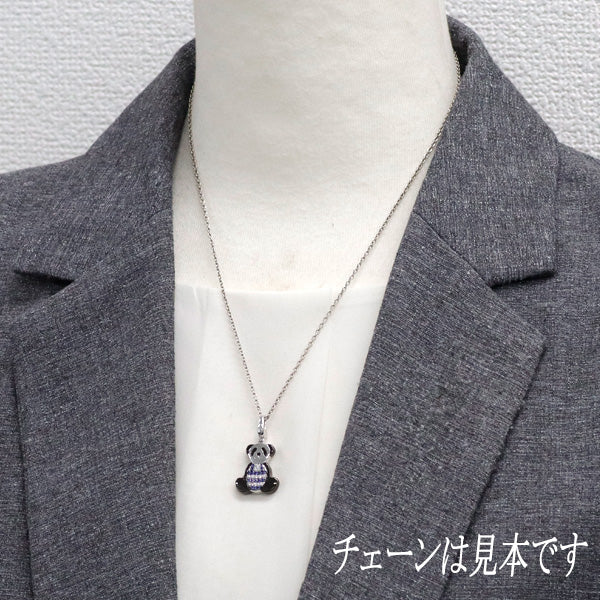 Qeelin/キーリン マグネット/エナメル/ K18WG サファイア ダイヤモンド チャーム 0.11ct D0.25ct パンダ