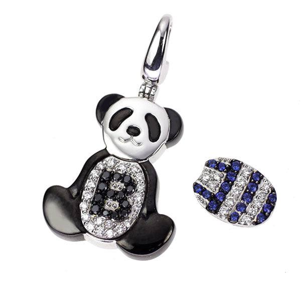 Qeelin/キーリン マグネット/エナメル/ K18WG サファイア ダイヤモンド チャーム 0.11ct D0.25ct パンダ