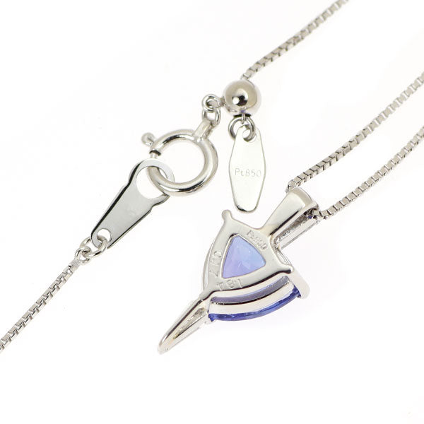 Pt900/ Pt850 タンザナイト ダイヤモンド ペンダントネックレス 1.84ct D0.17ct