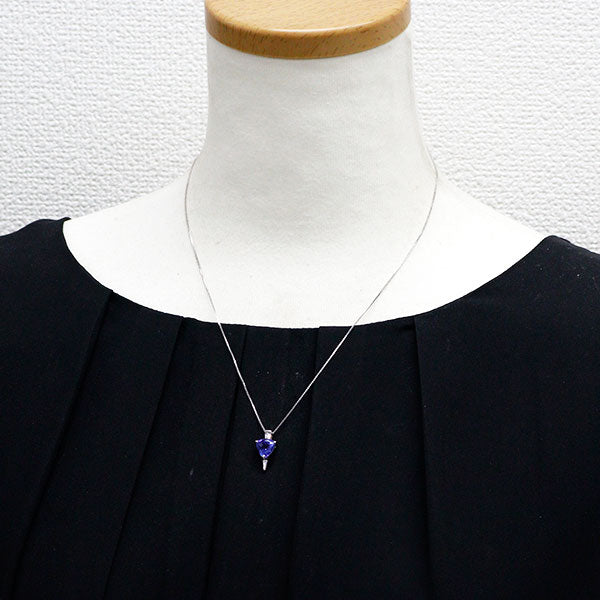 Pt900/ Pt850 タンザナイト ダイヤモンド ペンダントネックレス 1.84ct D0.17ct