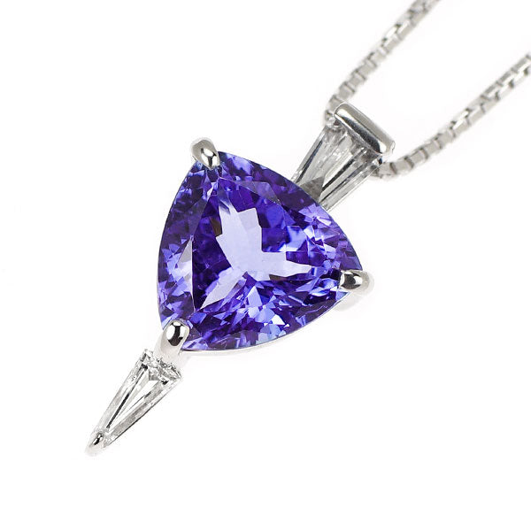 Pt900/ Pt850 タンザナイト ダイヤモンド ペンダントネックレス 1.84ct D0.17ct