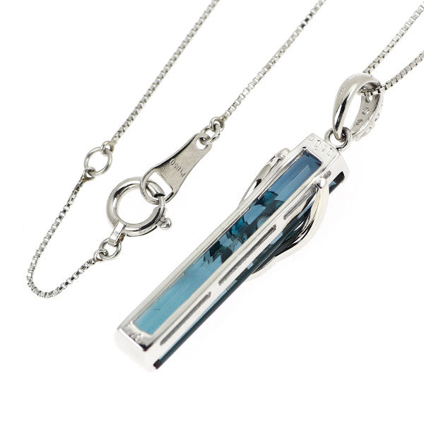 Pt インディゴライトトルマリン ダイヤモンド ペンダントネックレス 4.19ct D0.10ct