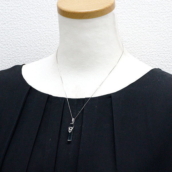 Pt インディゴライトトルマリン ダイヤモンド ペンダントネックレス 4.19ct D0.10ct