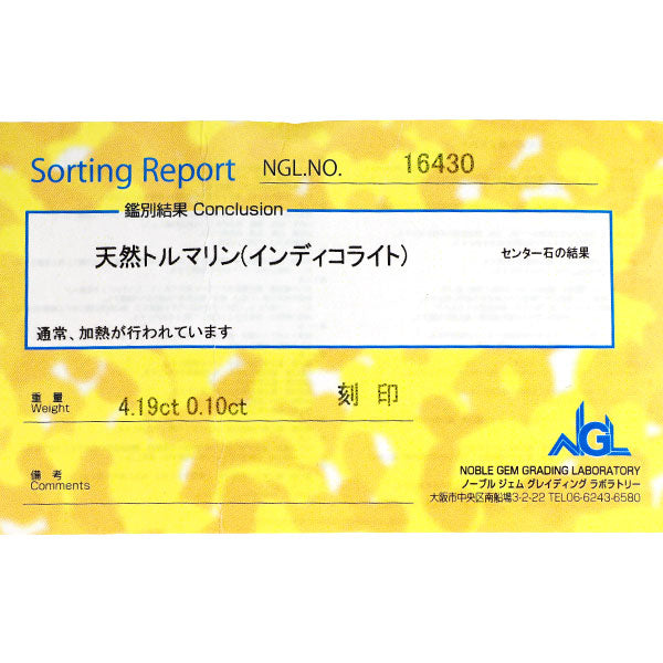 Pt インディゴライトトルマリン ダイヤモンド ペンダントネックレス 4.19ct D0.10ct