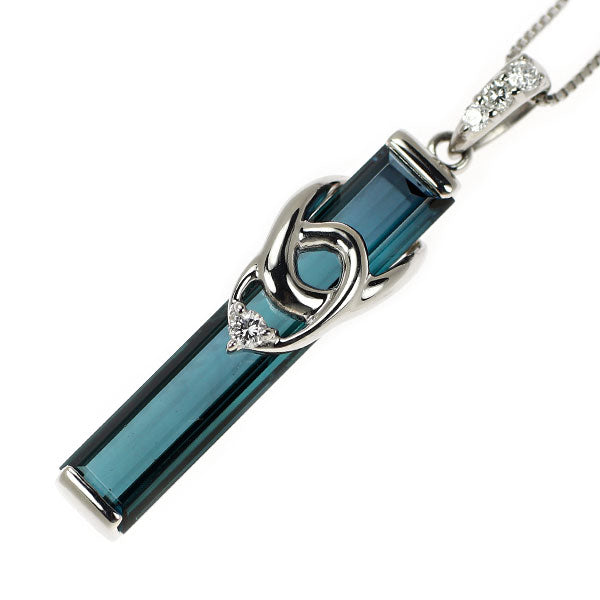 Pt インディゴライトトルマリン ダイヤモンド ペンダントネックレス 4.19ct D0.10ct