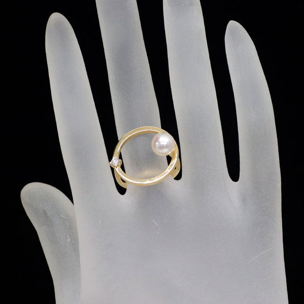 田崎真珠 K18YG アコヤ 真珠/パール ダイヤモンド リング 径約 7.1mm 0.07ct キネティック