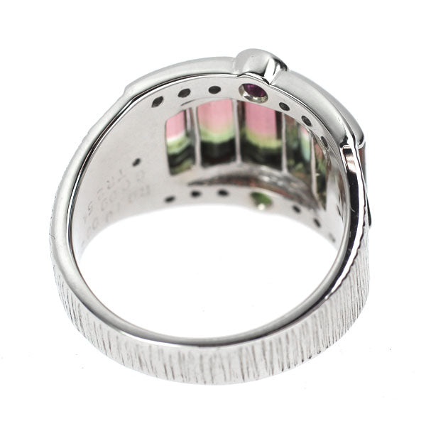 Pt900 バイカラートルマリン ルビー グリーンガーネット ダイヤモンド リング 2.54ct R0.10ct G0.09ct D0.20ct