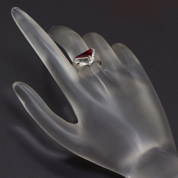 Pt900 ルベライト ダイヤモンド リング 0.68ct D0.06ct
