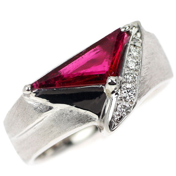 Pt900 ルベライト ダイヤモンド リング 0.68ct D0.06ct