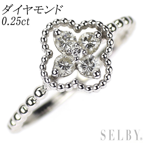 K18WG ダイヤモンド リング 0.25ct フラワー