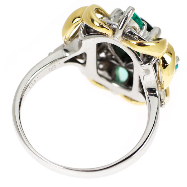 Pt900/K18YG グリーン/パライバトルマリン ダイヤモンド リング 0.91ct T0.66ct D0.14ct