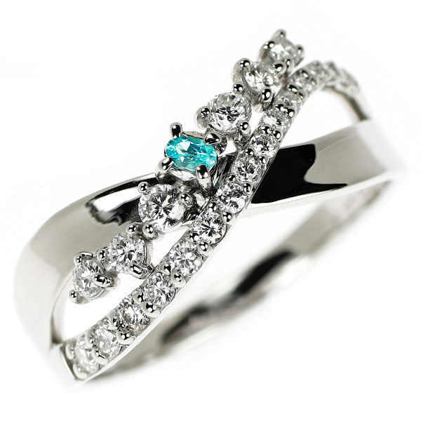 新品 Pt950 ブラジル産 パライバトルマリン ダイヤモンド リング 0.02ct 0.35ct【エスコレ】