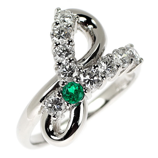 Pt900 エメラルド ダイヤモンド リング D0.95ct リボン