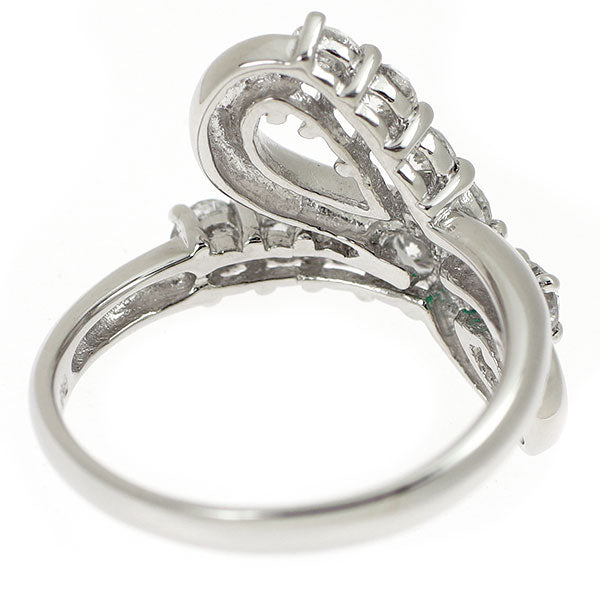 Pt900 エメラルド ダイヤモンド リング D0.95ct リボン