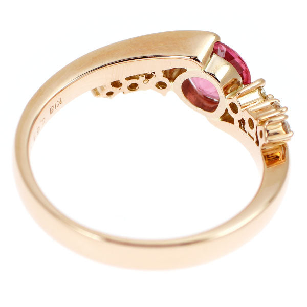 K18PG ピンクスピネル ダイヤモンド リング 0.68ct 0.15ct
