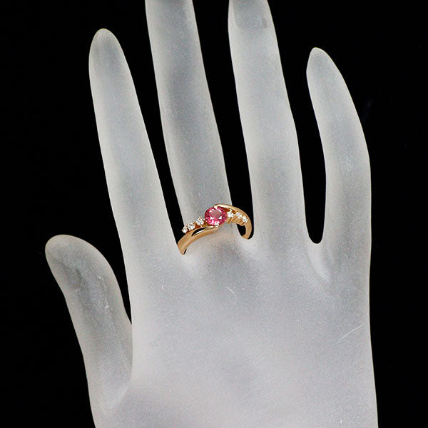 K18PG ピンクスピネル ダイヤモンド リング 0.68ct 0.15ct