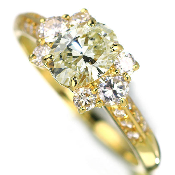 K18YG オーバル ダイヤモンド リング 0.76ct D0.47ct — セルビー