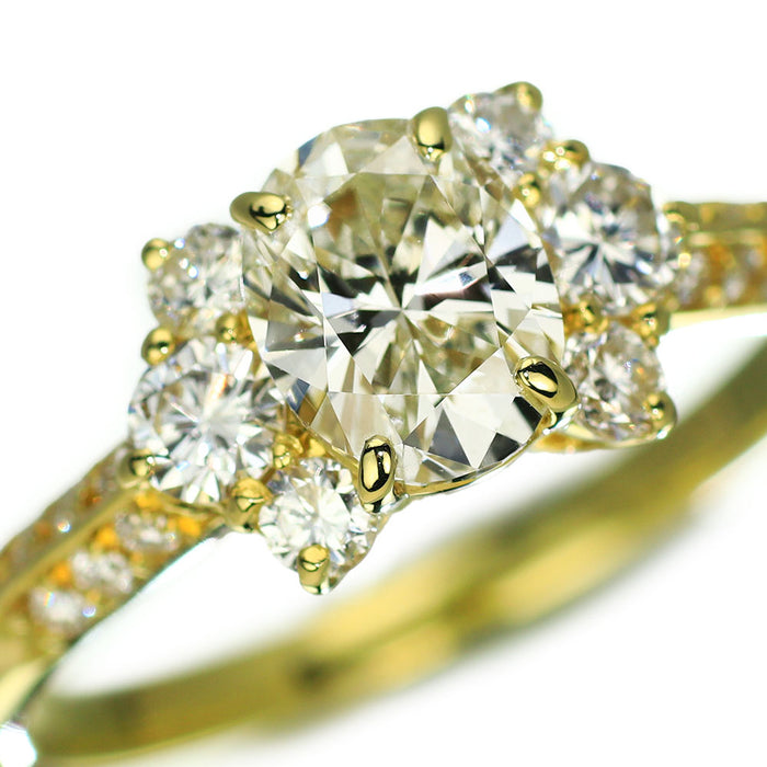 K18YG オーバル ダイヤモンド リング 0.76ct D0.47ct