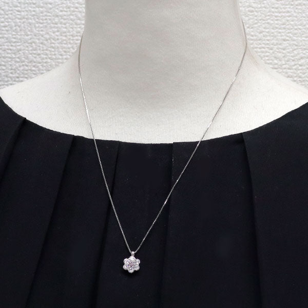 希少 Pt 天然ピンク ダイヤモンド ペンダントネックレス 0.112ct FPP I1 D0.81ct フラワー