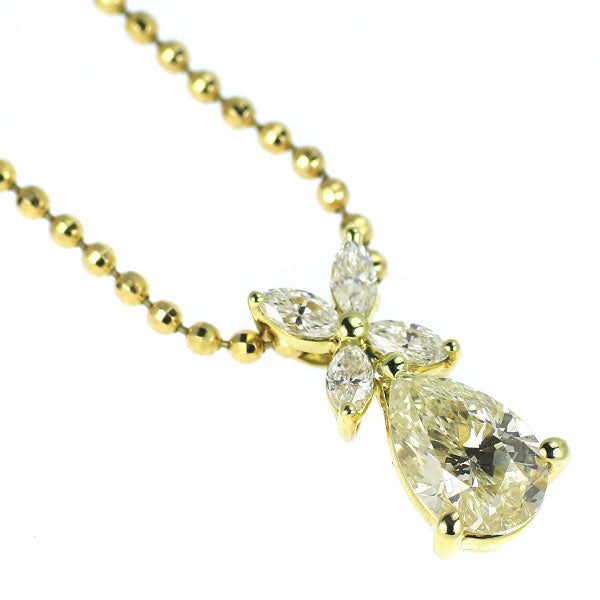 K18YG ペアシェイプ ダイヤモンド ペンダントネックレス 1.024ct LY VS1 D0.24ct